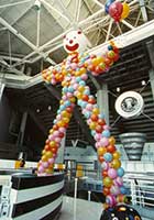Balloonatics created this thirty foot tall Walk-Thru Clown balloon sculpture for a corporate event at the San Jose Shark's Arena