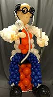 Balloonatics cheerful Dr. Fix-Um character sculpture brings a smile to all who see him