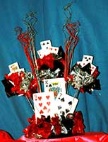 A casino card theme table centerpiece