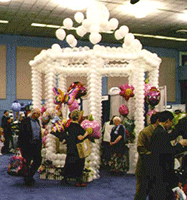 White balloon gazebo trade show booth